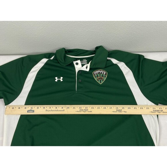 Charlotte United Soccer Men XL Polo Shirt Under Armour Green Heat Gear Loose Fit - Picture 8 of 9